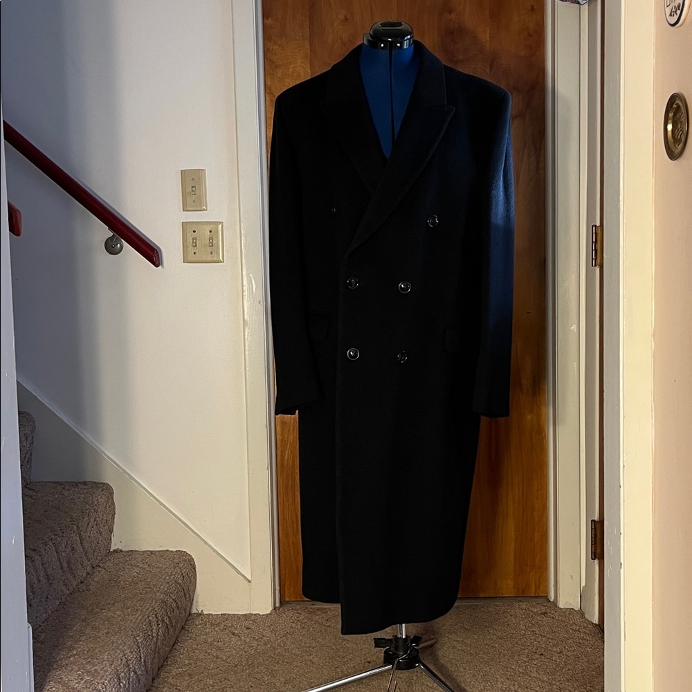 Mens Teller Black Cashmere Long Dress Coat Size 42, 44L